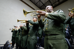 Banda militar participou da solenidade apresentado os hinos do Brasil, do RS e do Exército