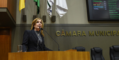 Presidente Mônica Leal (PP) ocupou a tribuna para tratar do Imesf
