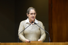 Vereadora Lourdes Sprenger na tribuna do Plenário Otávio Rocha