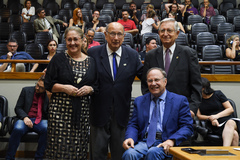 Eleição da Mesa Diretora 2020. Na foto, vereadora Lourdes Sprenger e vereadores Reginaldo Pujol, João Carlos Nedel e Paulo Brum