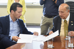 Prefeito Marchezan Júnior e vereador Reginaldo Pujol, presidente da Câmara Municipal