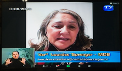 Vereadora Lourdes Sprenger na sessão desta quinta-feira