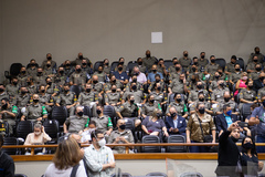 Integrantes da Brigada Militar prestigiaram a homenagem no Plenário Otávio Rocha