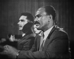 Vereador Eloy Martins, primeiro vereador negro de Porto Alegre (1947-1951), na foto em evento na cidade de Budapeste em 1953. Foto reproduzida de seu livro "Um depoimento político".